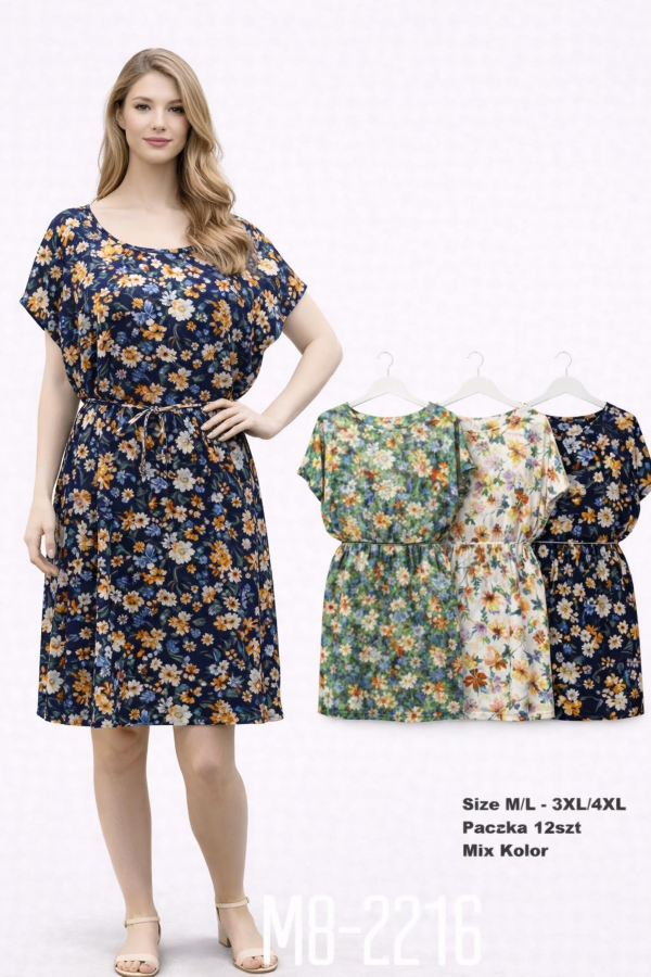 Sukienki damskie Roz M-4XL, Mix Kolor .Paczka 12 szt 1